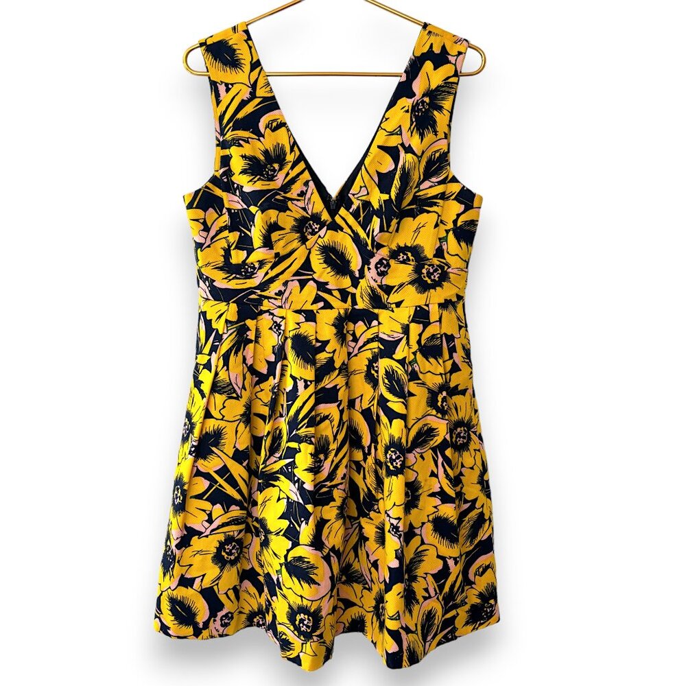 J. Crew Yellow Floral Pique Midi Dress